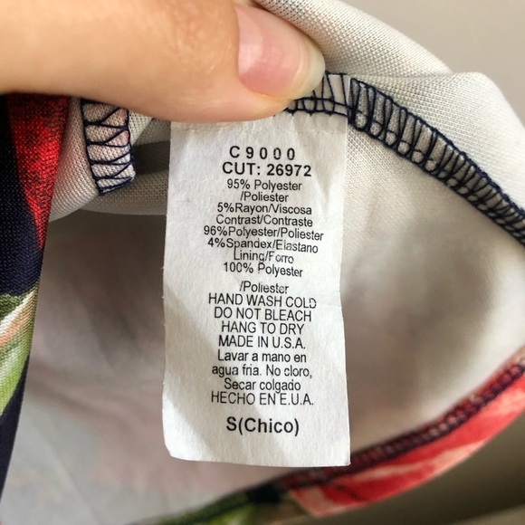 Chocolate Rose Floral Navy Flowy Tie Blouse Top S - Picture 6 of 8